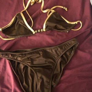 Brown with gold accent bikini